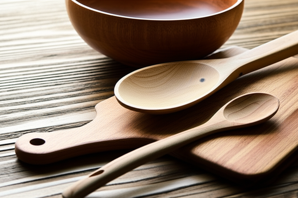 نمایی از ظروف چوبی آشپزخانه که یکی از آن‌ها دچار کپک زدگی شده است